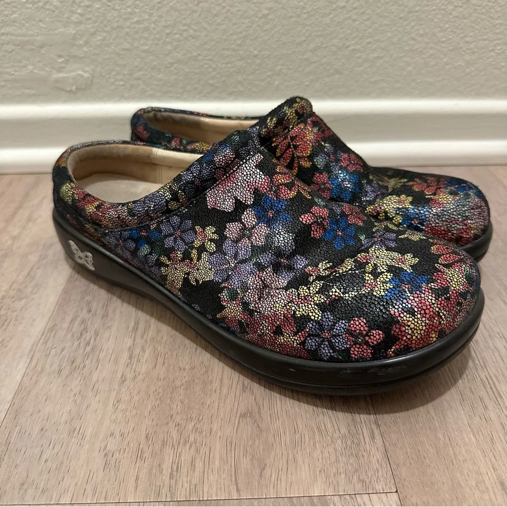 Alegria Women's Floral Clogs - Black Multi - Picture 2 of 8